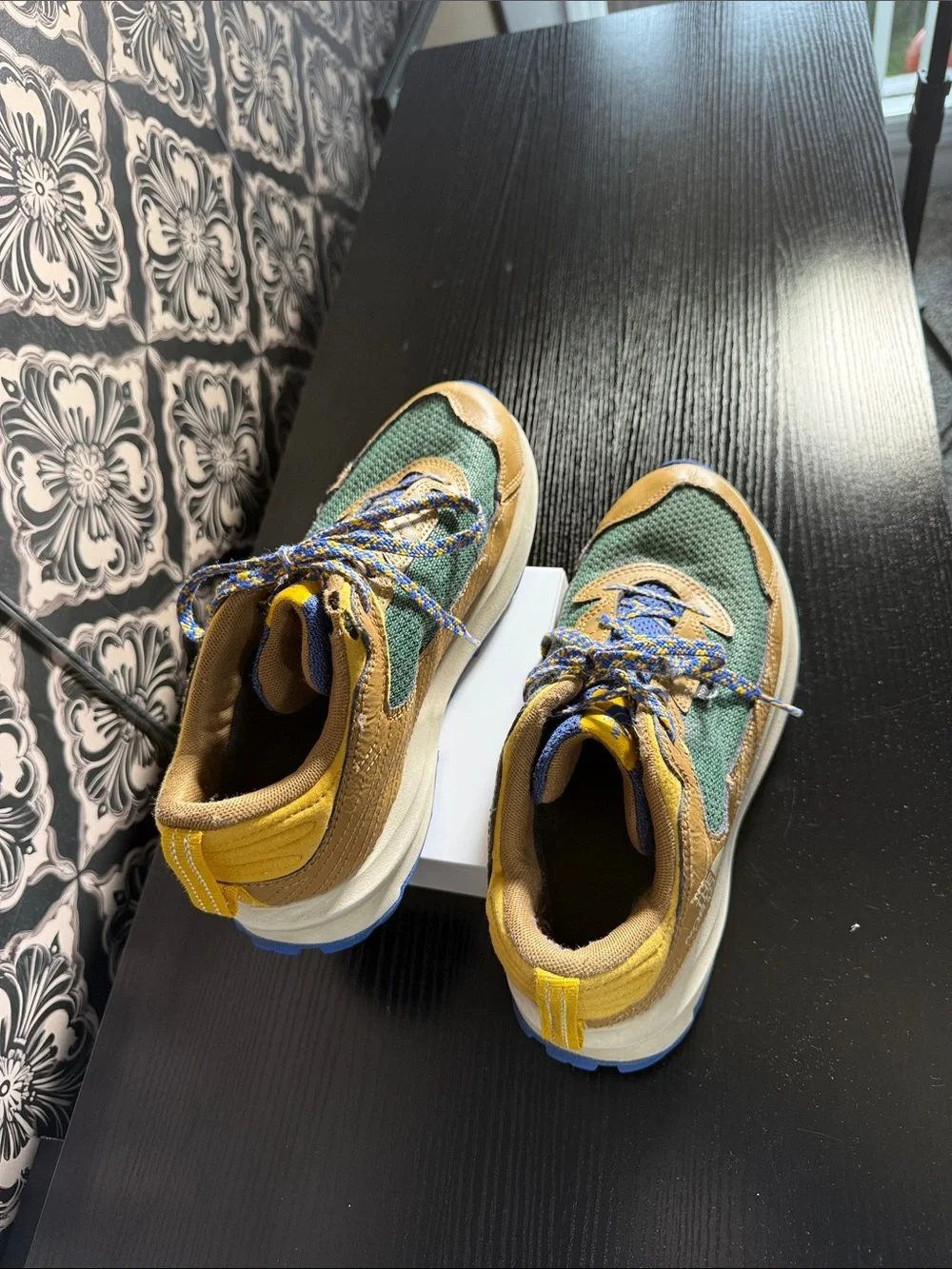 The North Face Men's Green & Tan Trail Sneakers with Blue Accents